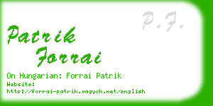 patrik forrai business card